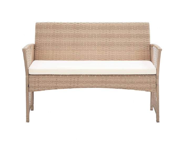 Sonata Градински комплект с възглавница, 4 части, бежов полиратан