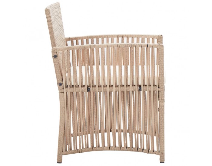 Sonata Градински комплект с възглавница, 4 части, бежов полиратан