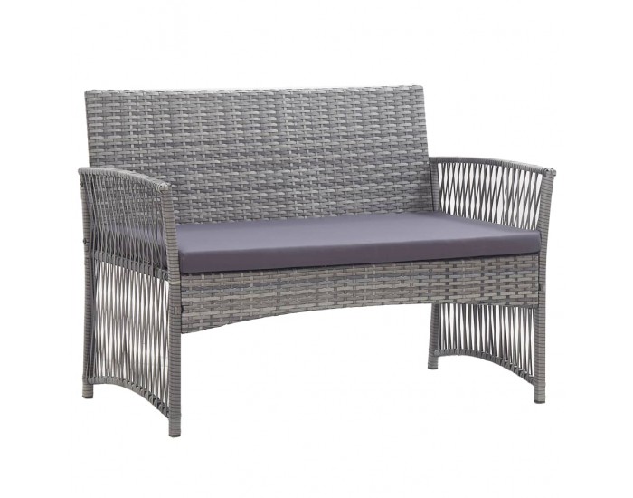 Sonata Градински комплект с възглавници, 4 части, полиратан, антрацит