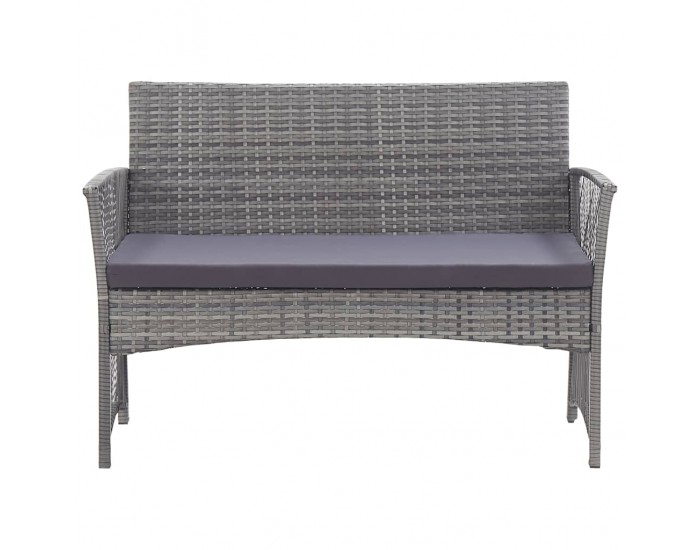 Sonata Градински комплект с възглавници, 4 части, полиратан, антрацит