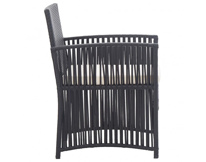 Sonata Градински кресла с възглавници, 2 бр, черен полиратан