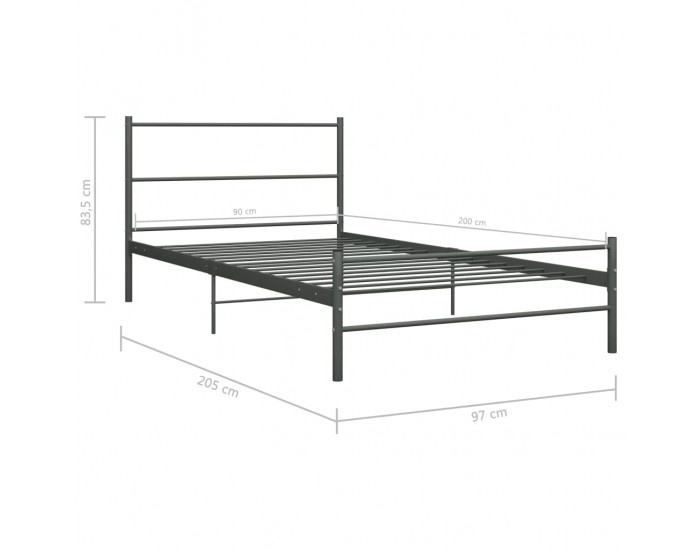 Sonata Рамка за легло, сива, метал, 90x200 см