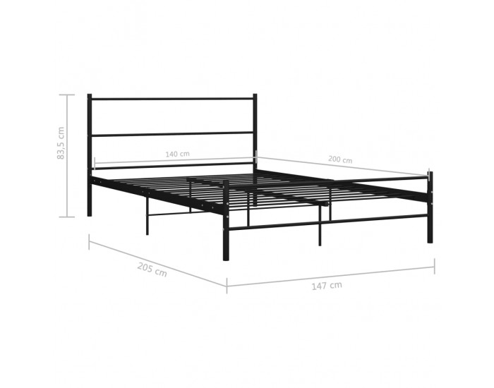 Sonata Рамка за легло, черна, метал, 140x200 cм