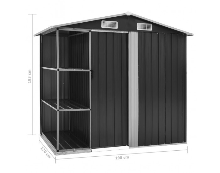 Sonata Дворна барака с рафт антрацит 205x130x183 см желязо
