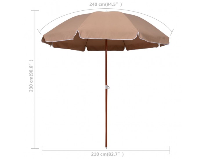 Sonata Чадър със стоманен прът, 240 см, таупе