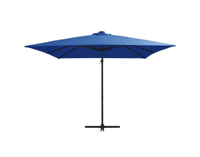 Sonata Чадър чупещо рамо с LED лампи стоманен прът 250x250 см лазурен