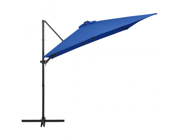 Sonata Чадър чупещо рамо с LED лампи стоманен прът 250x250 см лазурен