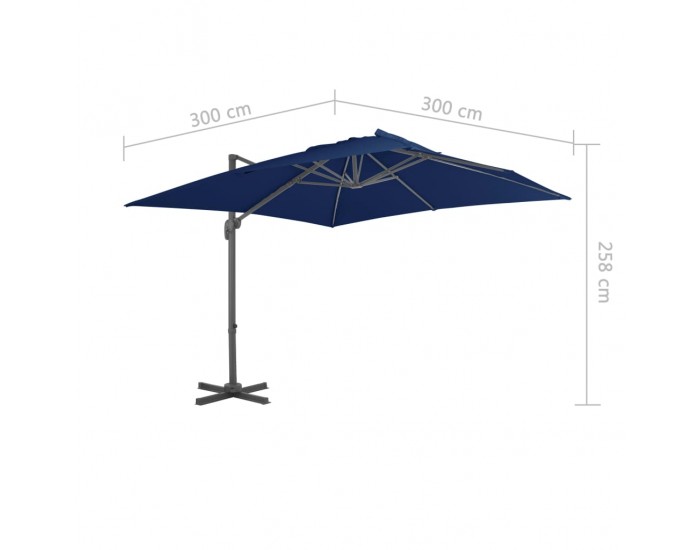 Sonata Градински чадър чупещо рамо с алуминиев прът 3x3 м морскосин