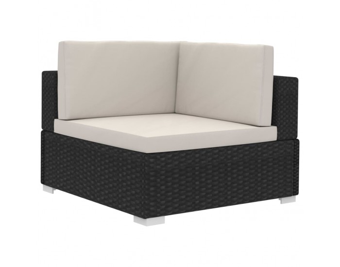 Sonata Градински комплект с възглавници, 4 части, черен полиратан