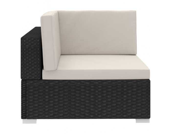 Sonata Градински комплект с възглавници, 4 части, черен полиратан