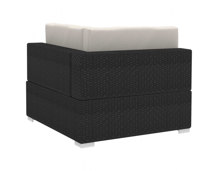 Sonata Градински комплект с възглавници, 4 части, черен полиратан