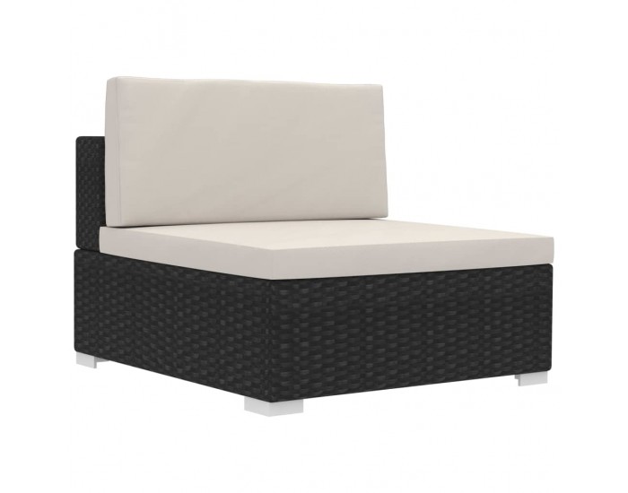 Sonata Градински комплект с възглавници, 4 части, черен полиратан