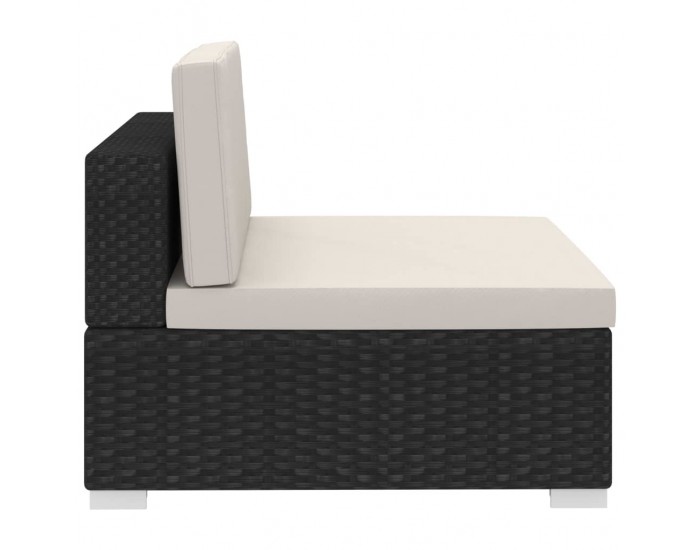 Sonata Градински комплект с възглавници, 4 части, черен полиратан