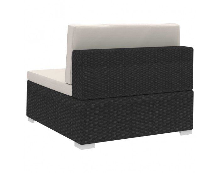 Sonata Градински комплект с възглавници, 4 части, черен полиратан