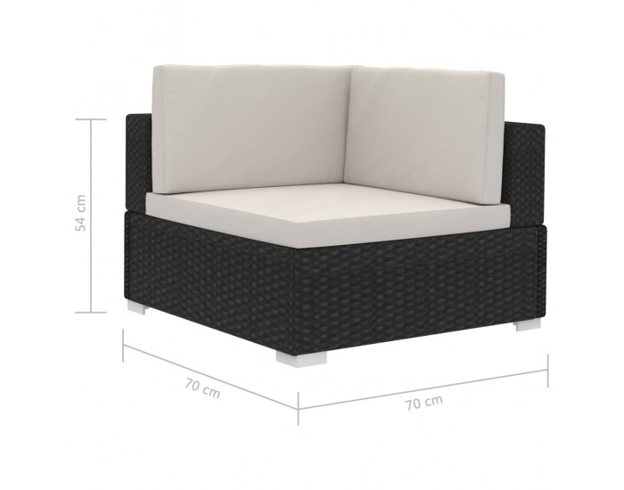 Sonata Градински комплект с възглавници, 4 части, черен полиратан