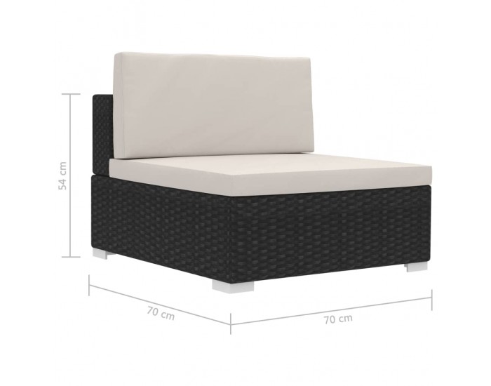 Sonata Градински комплект с възглавници, 4 части, черен полиратан