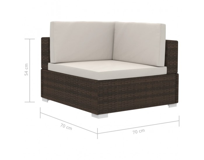 Sonata Градински комплект с възглавници, 4 части, кафяв полиратан
