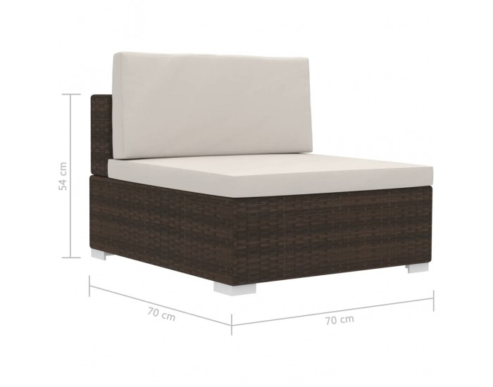 Sonata Градински комплект с възглавници, 4 части, кафяв полиратан