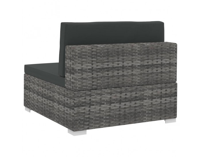 Sonata Градински комплект с възглавници, 4 части, полиратан, сив