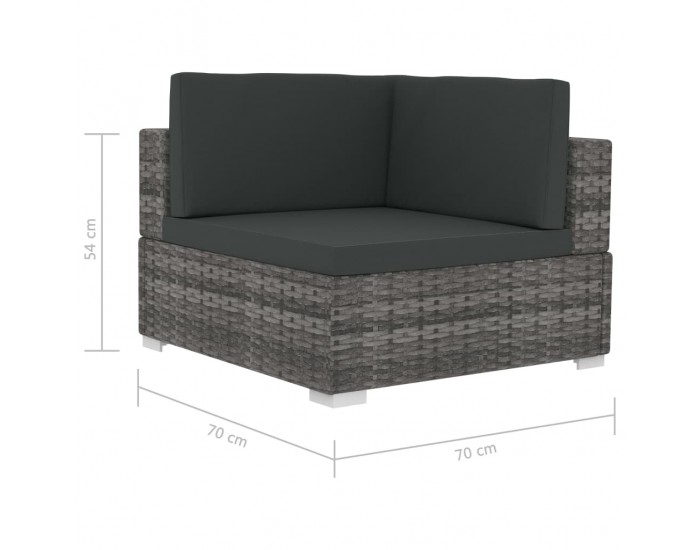 Sonata Градински комплект с възглавници, 4 части, полиратан, сив