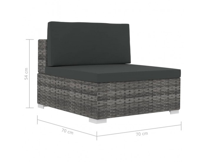 Sonata Градински комплект с възглавници, 4 части, полиратан, сив