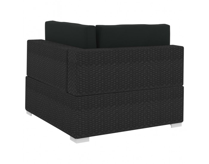 Sonata Градински комплект с възглавници, 4 части, полиратан, черен