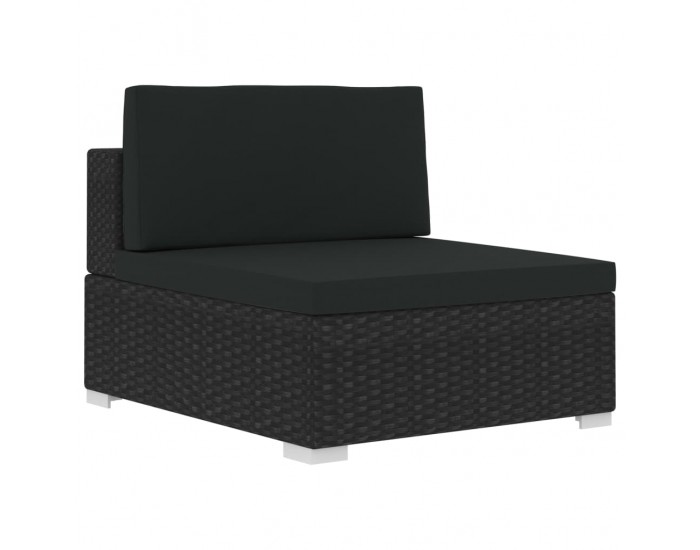 Sonata Градински комплект с възглавници, 4 части, полиратан, черен