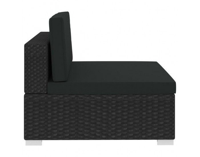 Sonata Градински комплект с възглавници, 4 части, полиратан, черен