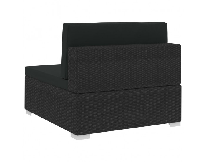 Sonata Градински комплект с възглавници, 4 части, полиратан, черен