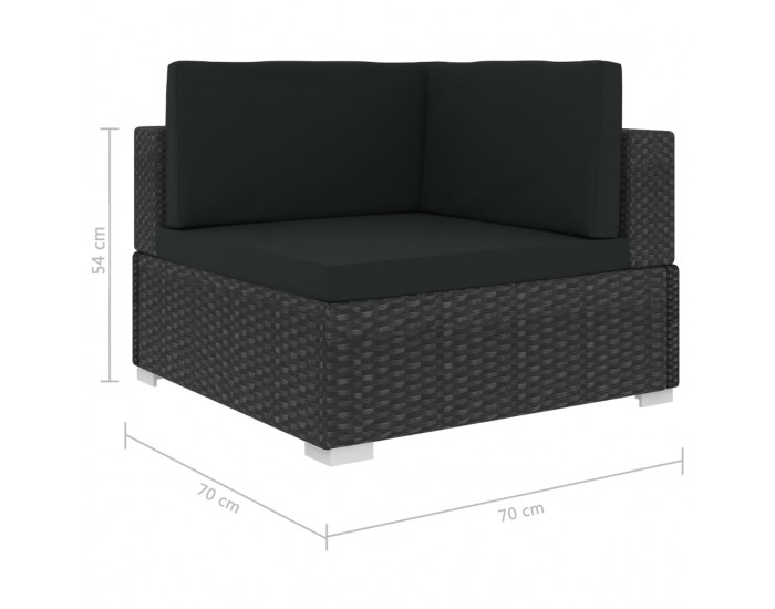 Sonata Градински комплект с възглавници, 4 части, полиратан, черен