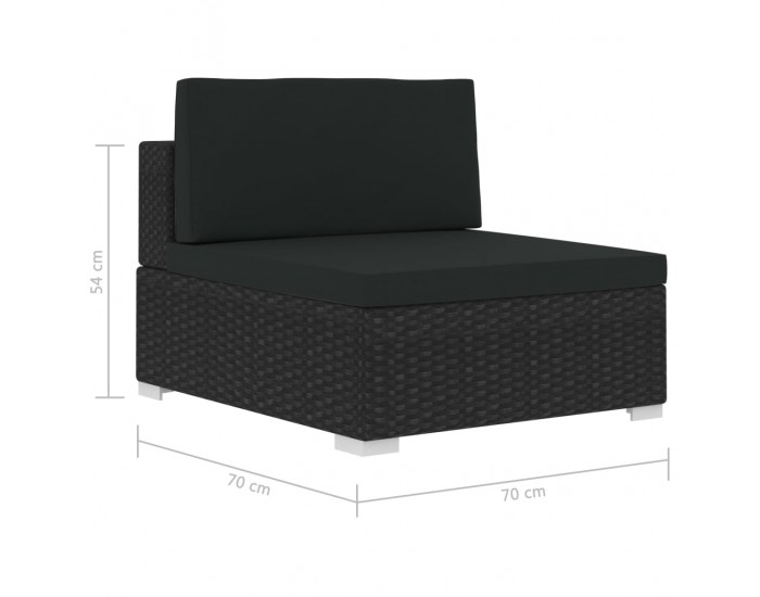 Sonata Градински комплект с възглавници, 4 части, полиратан, черен