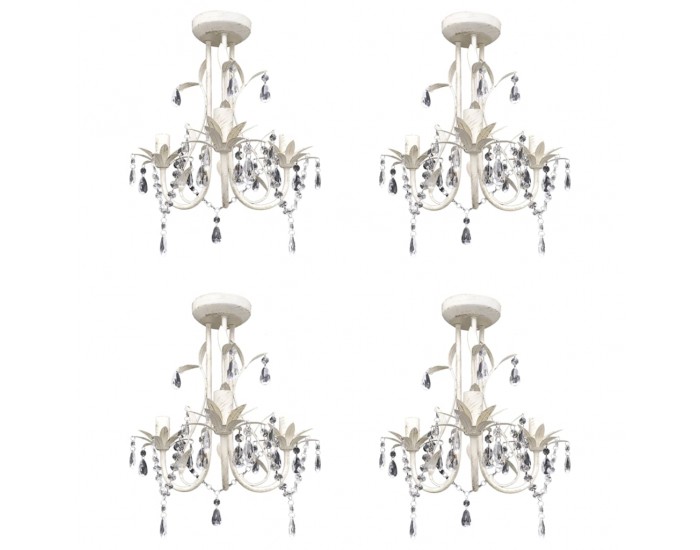Sonata Кристални полилеи/пендели за таван, 4 бр, елегантни, бели
