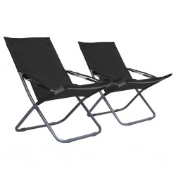 Sonata Сгъваеми плажни столове, 2 бр, текстил, черни - Градински столове