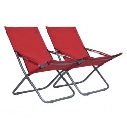 Sonata Сгъваеми плажни столове, 2 бр, текстил, червени - Градински столове