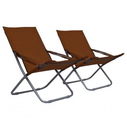 Sonata Сгъваеми плажни столове, 2 бр, текстил, кафяви - Градински столове