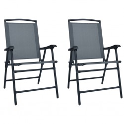 Sonata Сгъваеми градински столове, 2 бр, textilene, сиви - Градински столове