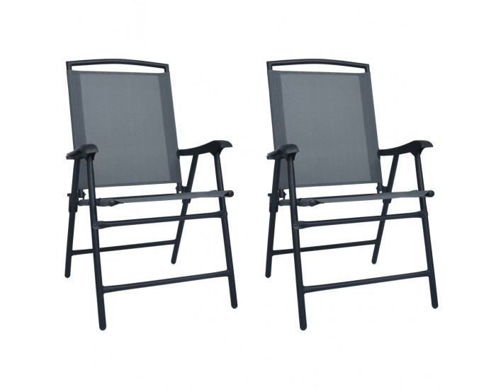Sonata Сгъваеми градински столове, 2 бр, textilene, сиви