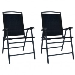 Sonata Сгъваеми градински столове, 2 бр, textilene, черни - Градински столове