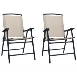 Sonata Сгъваеми градински столове, 2 бр, textilene, кремави - Градински столове