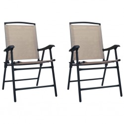 Sonata Сгъваеми градински столове, 2 бр, textilene, таупе - Градински столове