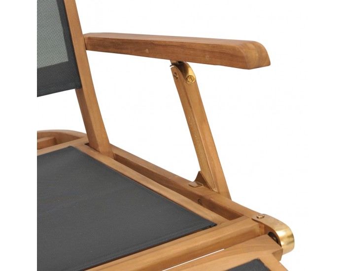 Sonata Градински шезлонг с поставка за крака тиково дърво масив черен