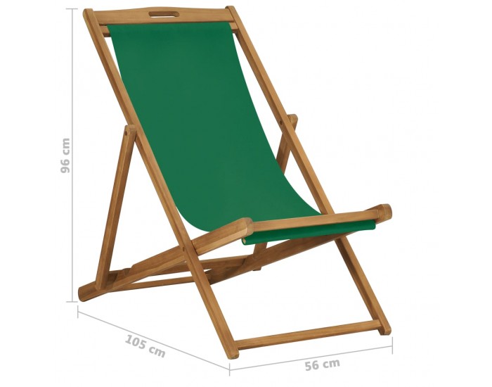 Sonata Сгъваем плажен стол, тиково дърво масив, зелен