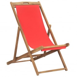 Sonata Сгъваем плажен стол, тиково дърво масив, червен - Градински столове