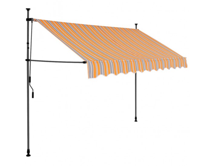 Sonata Ръчно прибиращ се сенник с LED, 250 см, жълто и синьо