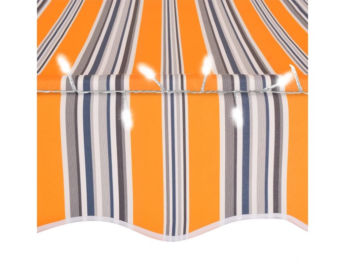 Sonata Ръчно прибиращ се сенник с LED, 250 см, жълто и синьо