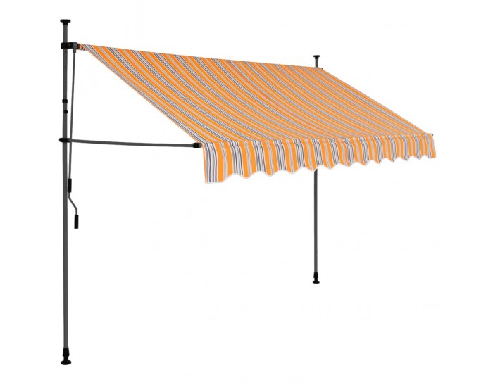 Sonata Ръчно прибиращ се сенник с LED, 300 см, жълто и синьо