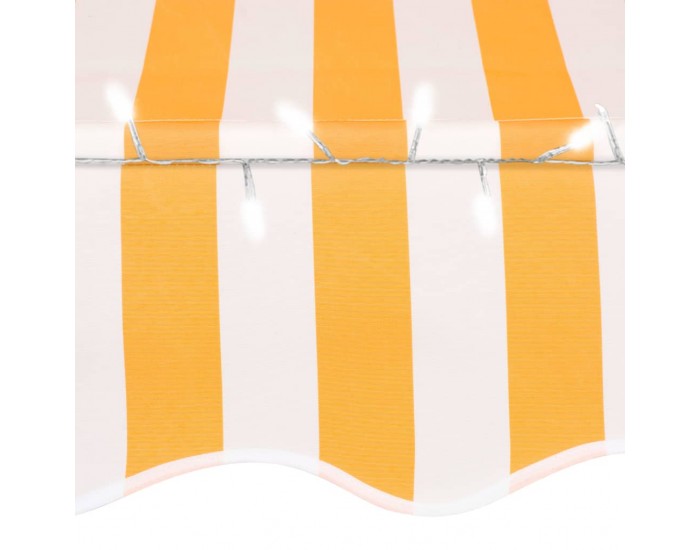 Sonata Ръчно прибиращ се сенник с LED, 200 см, бяло и оранжево
