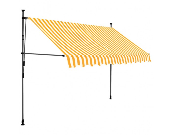 Sonata Ръчно прибиращ се сенник с LED, 250 см, бяло и оранжево