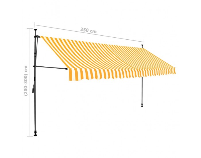 Sonata Ръчно прибиращ се сенник с LED, 350 см, бяло и оранжево
