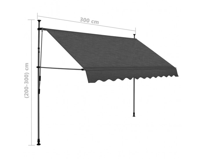 Sonata Ръчно прибиращ се сенник с LED, 300 см, антрацит